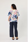 BARI LINEN  TOP - multi blue